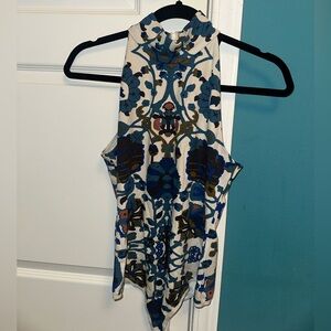 Free People Mock Neck printed bodysuit